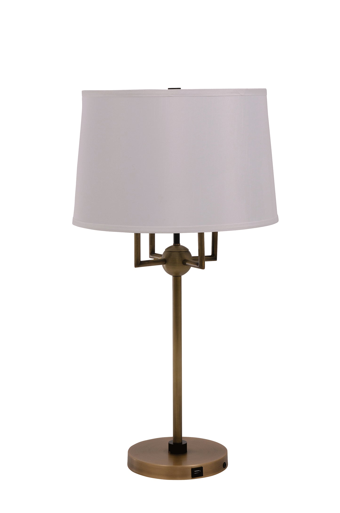 House of Troy Alpine 4-Light Cluster Antique Brass Black Table Lamp White Silk Softback A750-AB-BLK