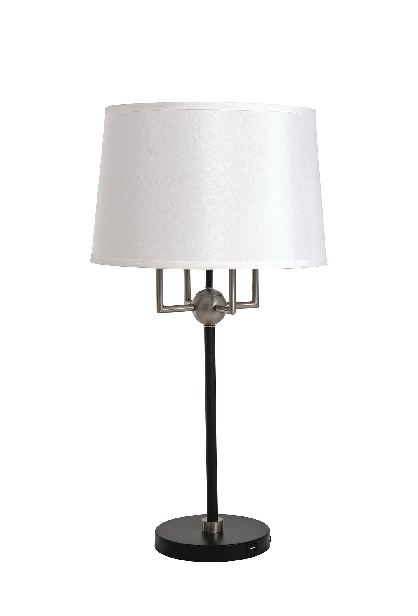 House of Troy Alpine 4-Light Cluster Black Satin Nickel Table Lamp White Silk Softback A750-BLK-SN