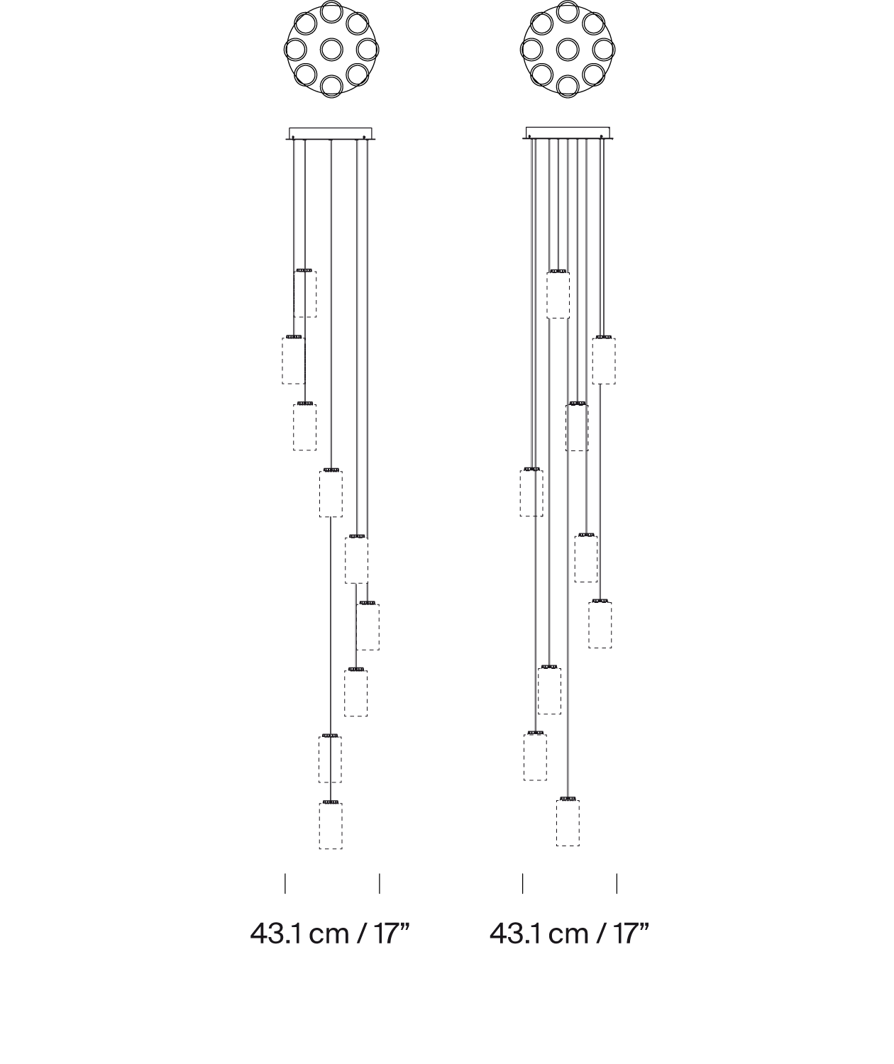 Santa & Cole Cirio Cascada 9 Pendant Light