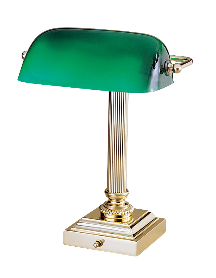 House of Troy Shelburne Polished Brass Green Glass Lamp DSK428-G61
