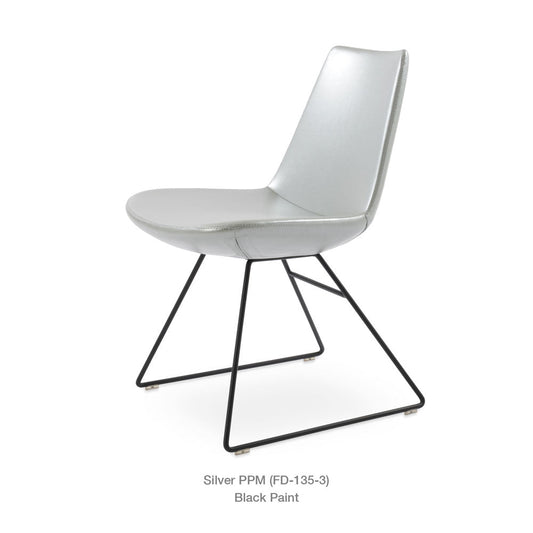 sohoConcept Eiffel Wire Dining Chair Leather in Chrome