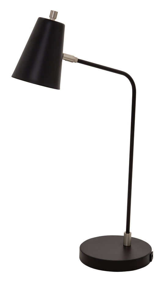 House of Troy Kirby LED Task Lamp Black Satin Nickel Accents USB Port K150-BLK