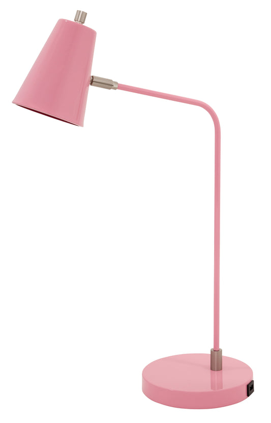 House of Troy Kirby LED Task Lamp Pink Satin Nickel Accents USB Port K150-PK