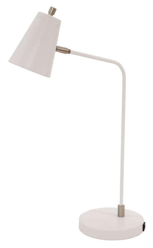 House of Troy Kirby LED Task Lamp White Satin Nickel Accents USB Port K150-WT