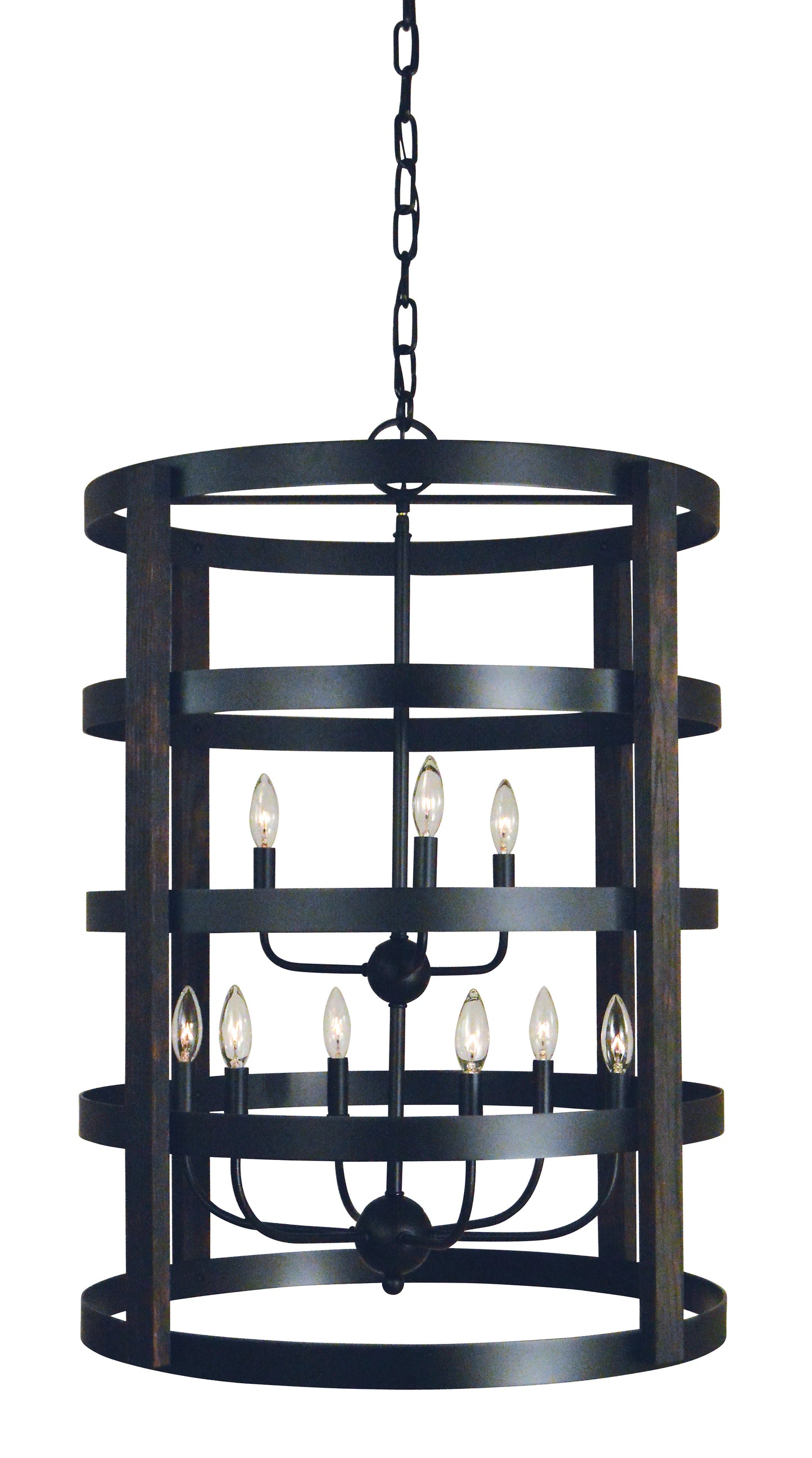 Framburg 9-Light Matte Black Homestead Chandelier L1009-MBLACK