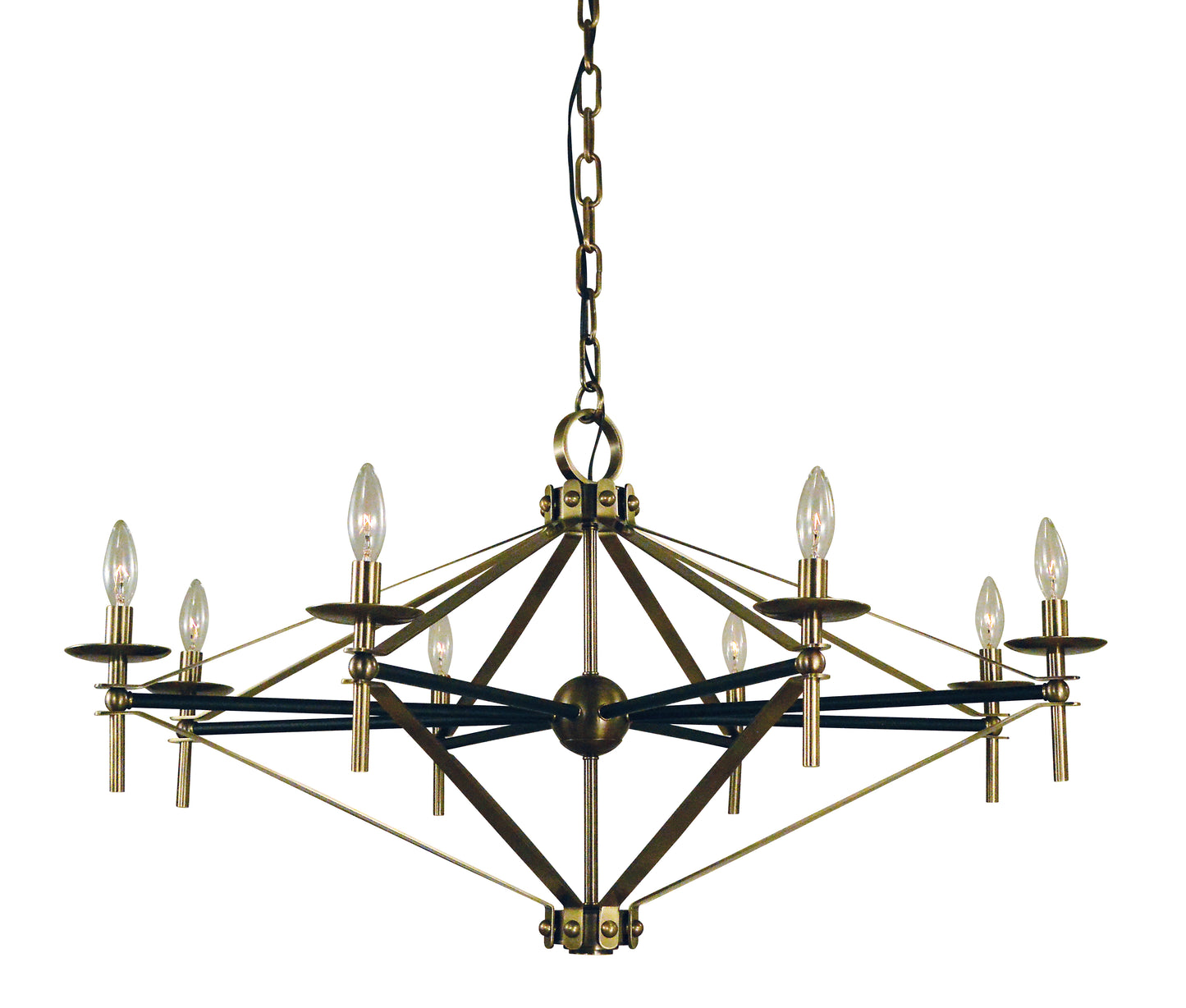 Framburg 8-Light Antique Brass Matte Black Fleurette Chandelier L1028-AB-MBLACK