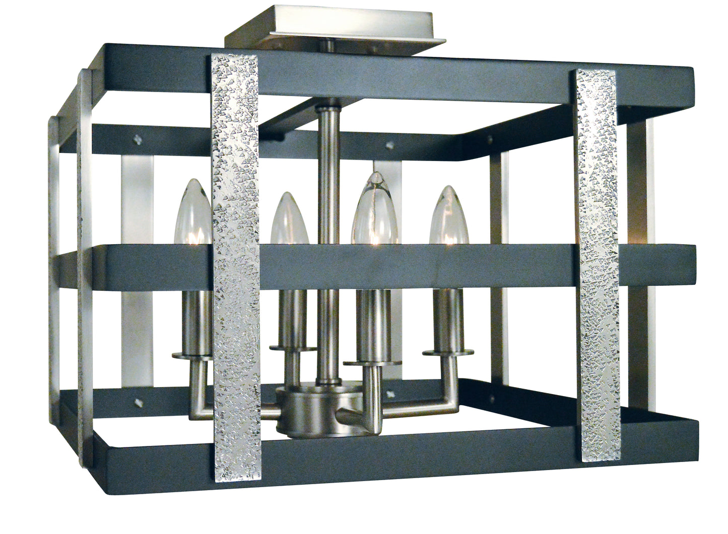 Framburg 4-Light Brushed Nickel Matte Black Montreaux Semi-Flush L1031-BN-MBLACK