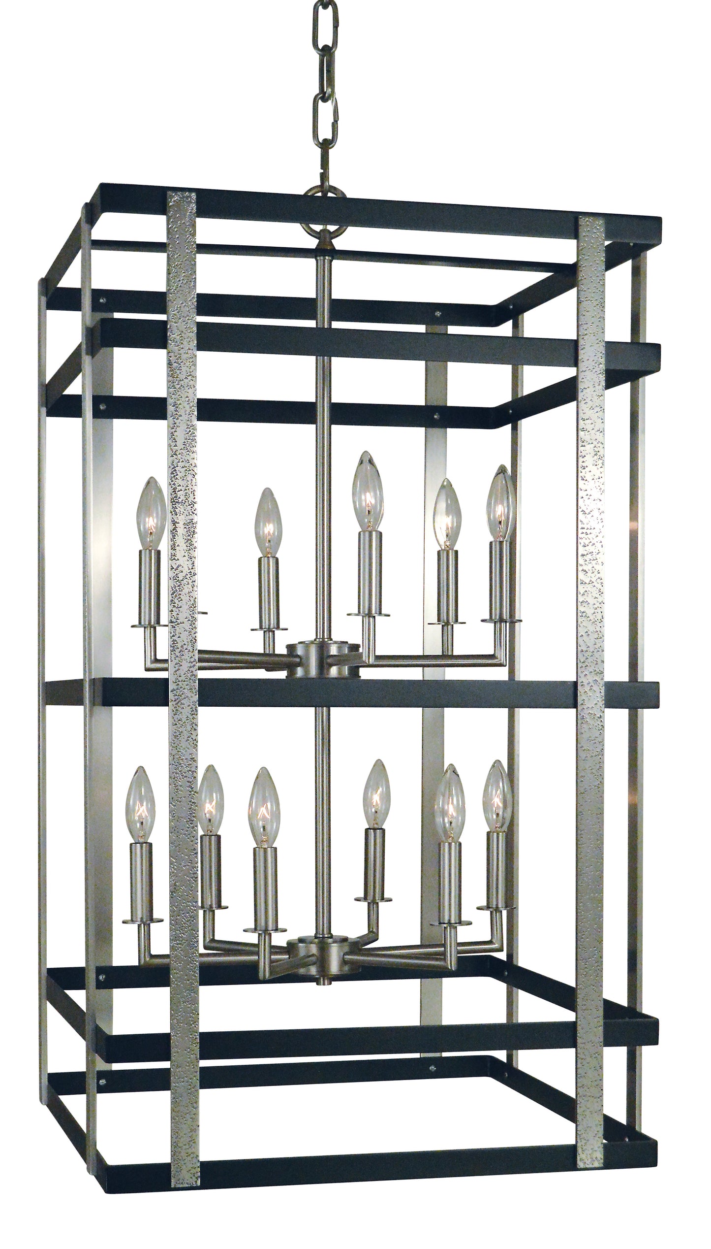 Framburg 12-Light Brushed Nickel Matte Black Montreaux Chandelier L1032-BN-MBLACK