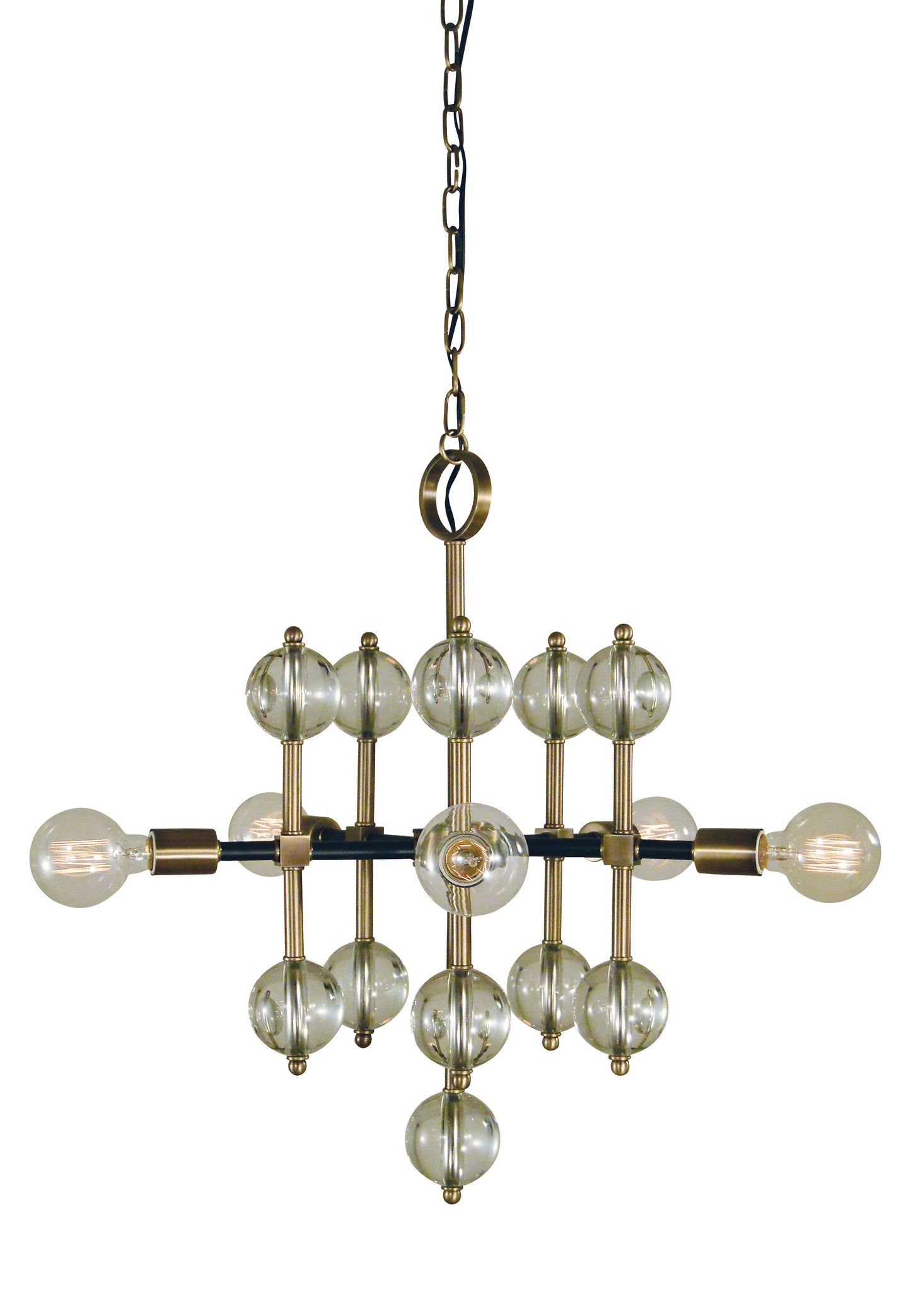 Framburg 5-Light Antique Brass Matte Black Gamma Chandelier L1045-AB-MBLACK