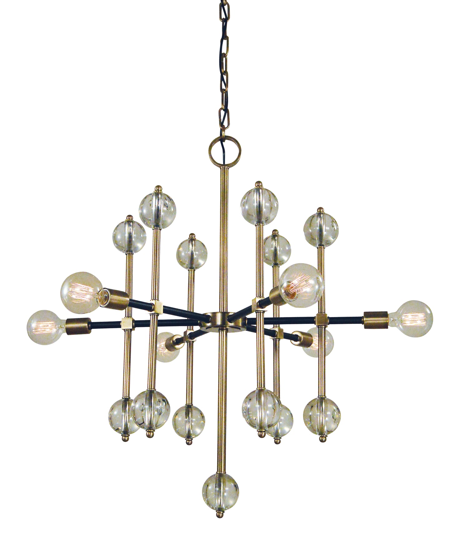 Framburg 6-Light Antique Brass Matte Black Gamma Chandelier L1048-AB-MBLACK