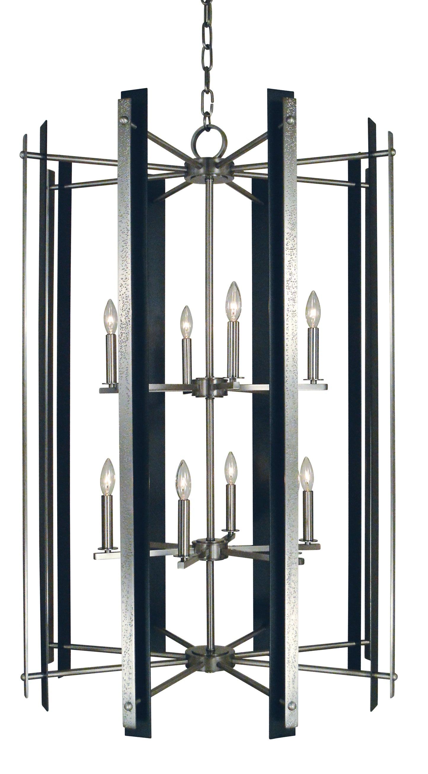 Framburg 12-Light Brushed Nickel Matte Black Bucolic Chandelier L1062-BN-MBLACK