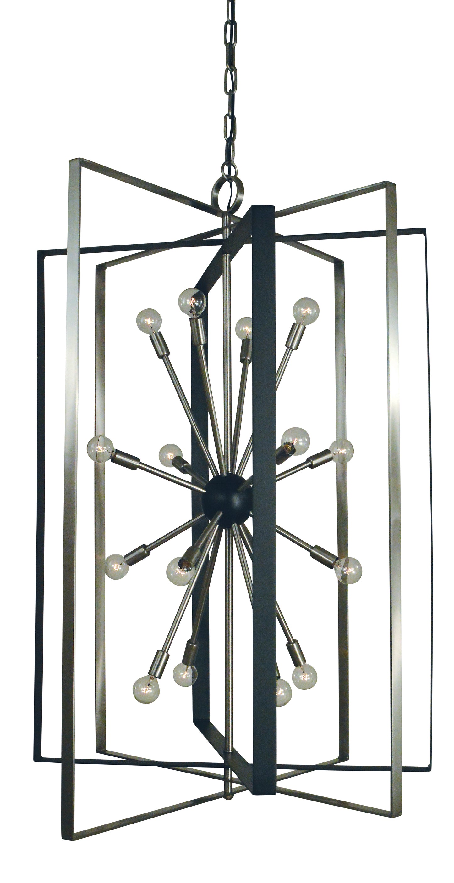 Framburg 16-Light Brushed Nickel Matte Black Interstellar Chandelier L1092-BN-MBLACK