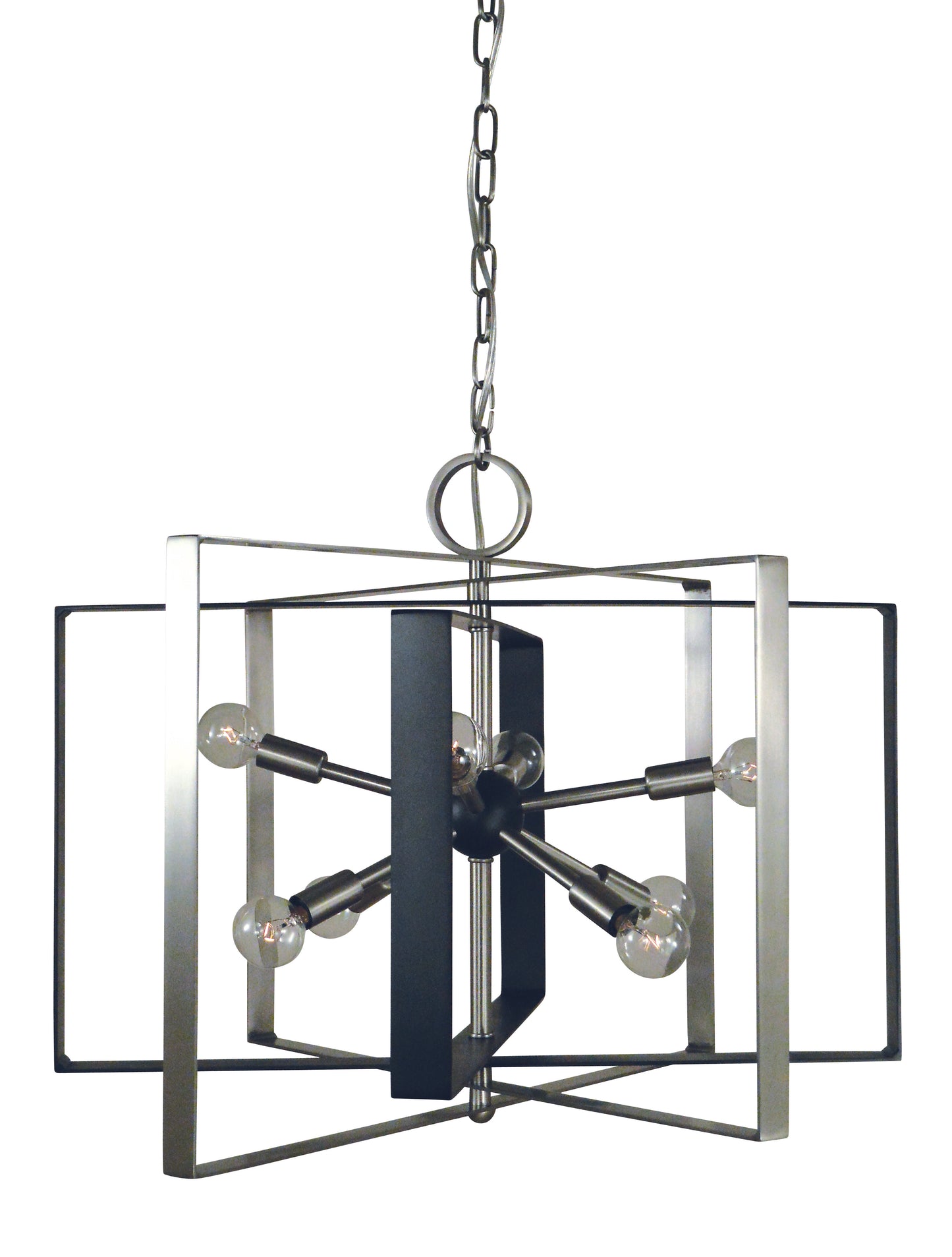 Framburg 8-Light Brushed Nickel Matte Black Interstellar Chandelier L1096-BN-MBLACK