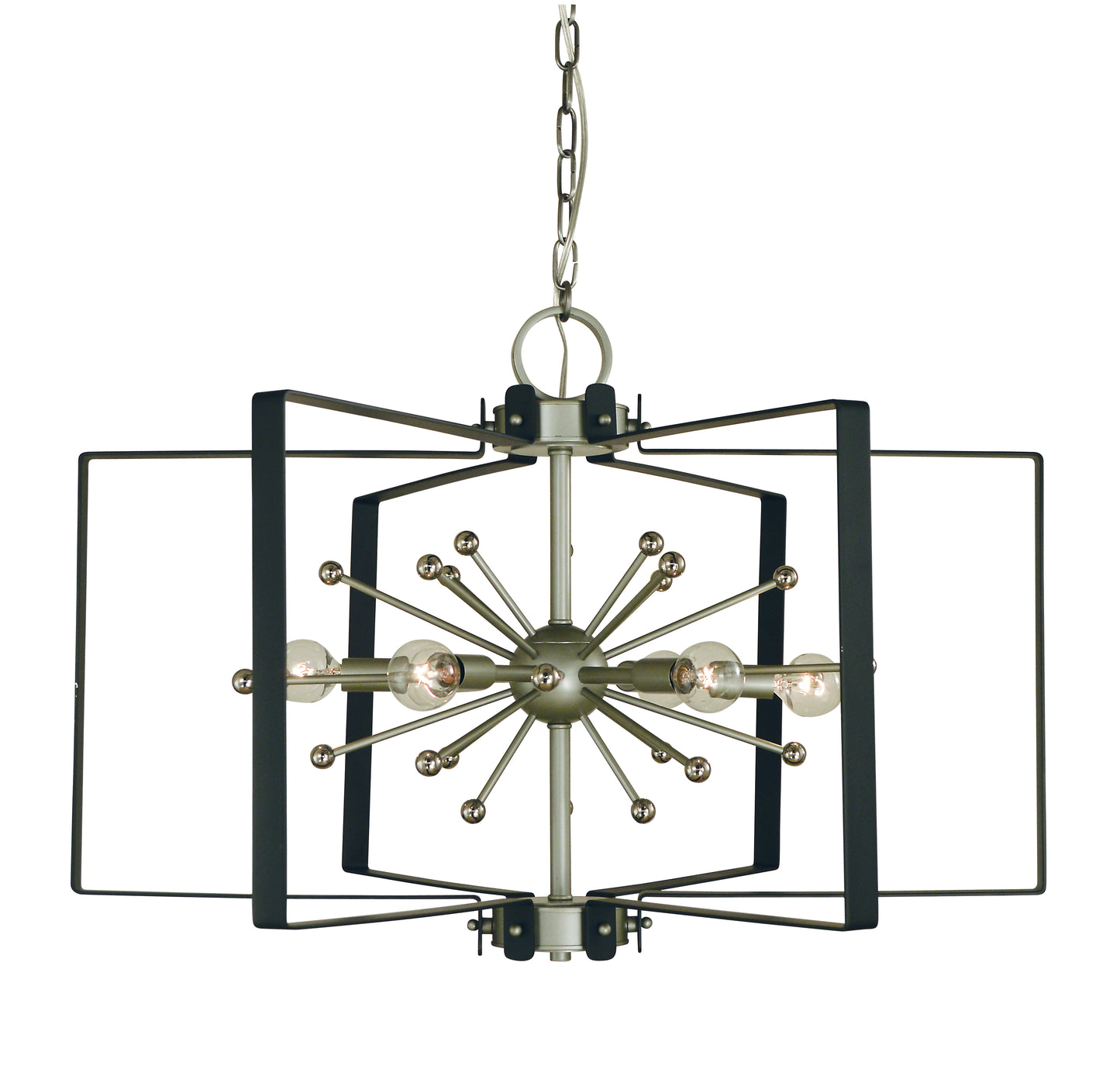 Framburg 6-Light Satin Pewter Pn Matte Black Vega Chandelier L1120-SP-PN-MBLACK
