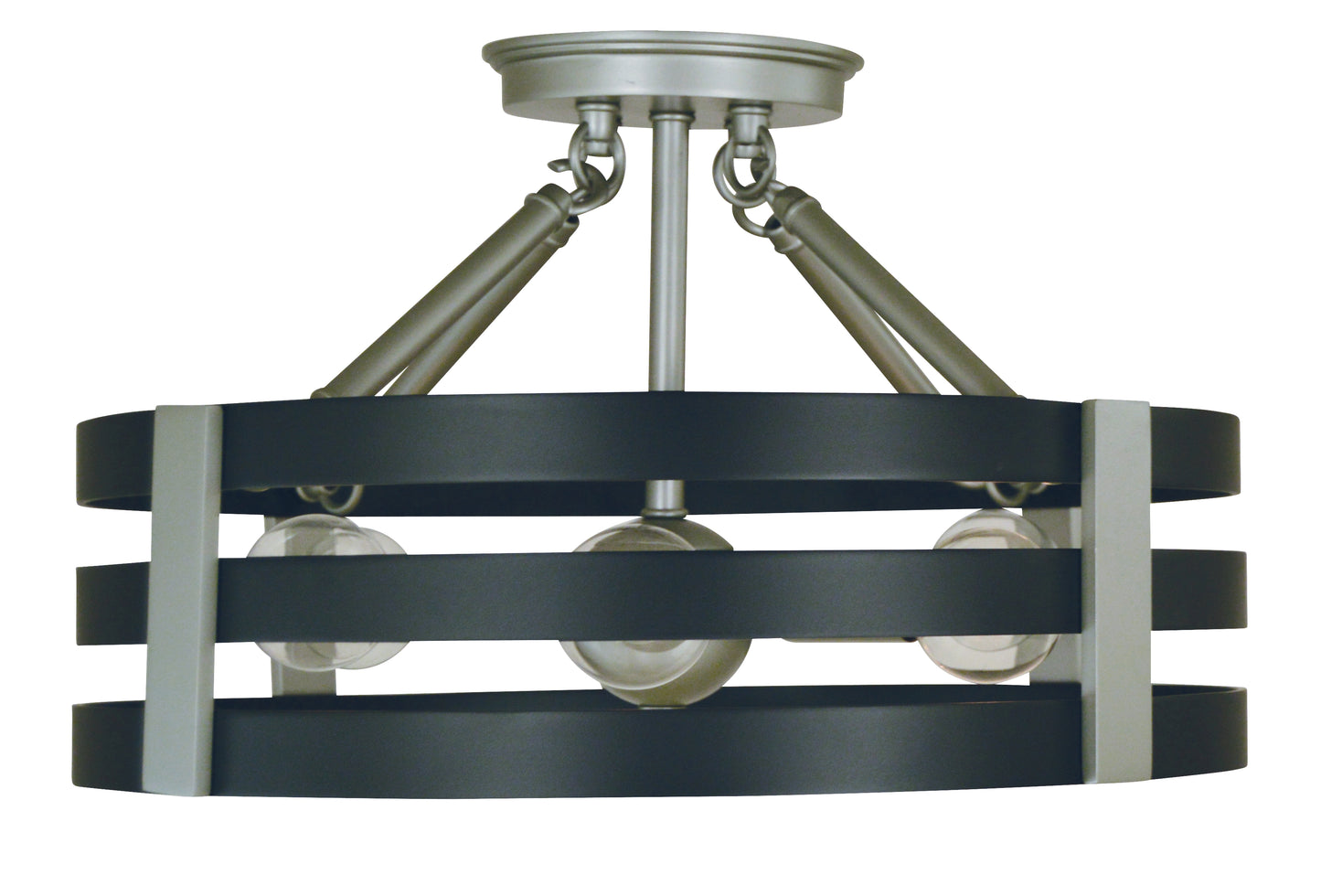 Framburg 6-Light Satin Pewter Matte Black Luxe Semi-Flush L1121-SP-MBLACK
