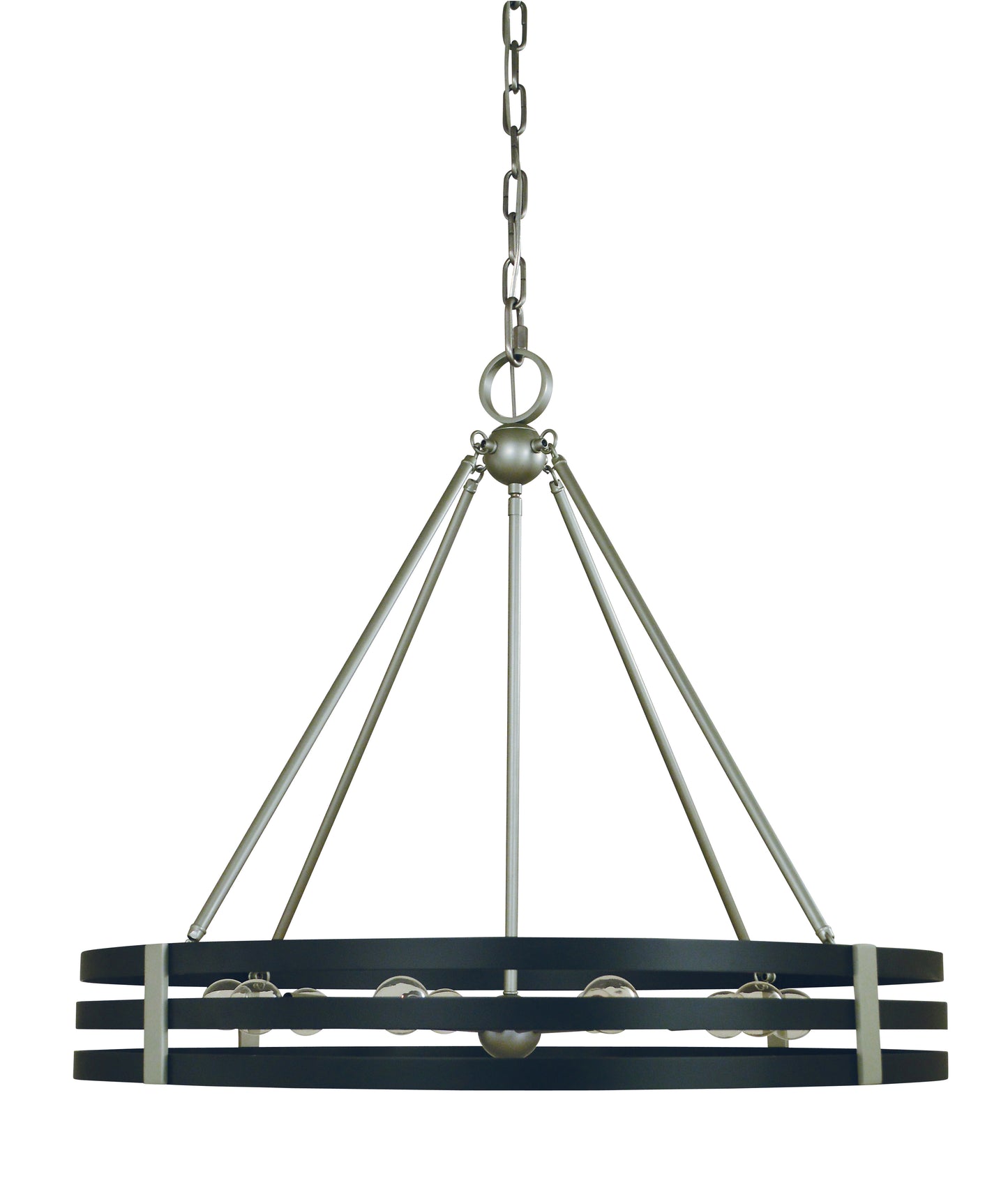 Framburg 10-Light Satin Pewter Matte Black Luxe Chandelier L1125-SP-MBLACK