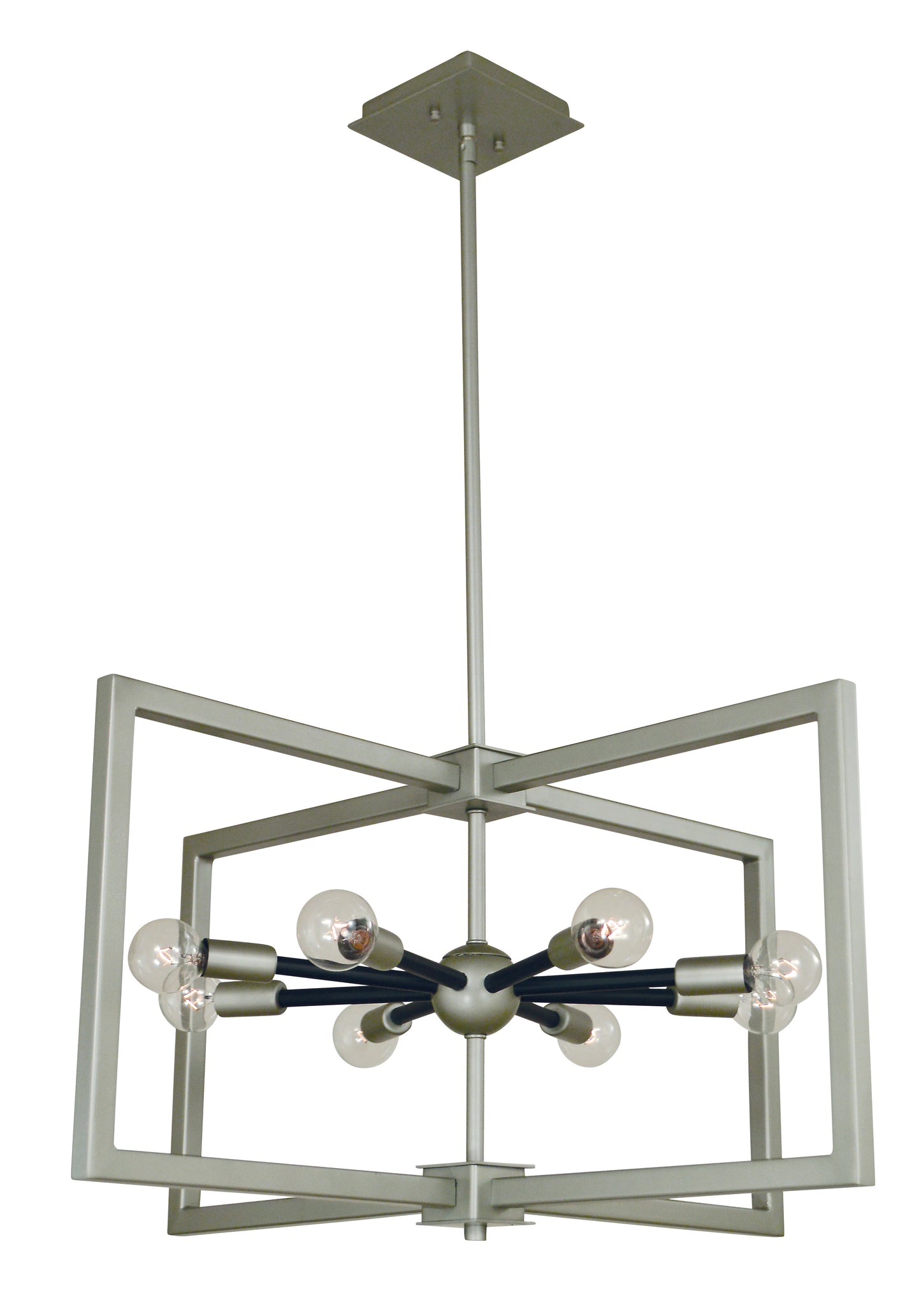 Framburg 8-Light Satin Pewter Matte Black Pyxis Dual Mount L1142-SP-MBLACK