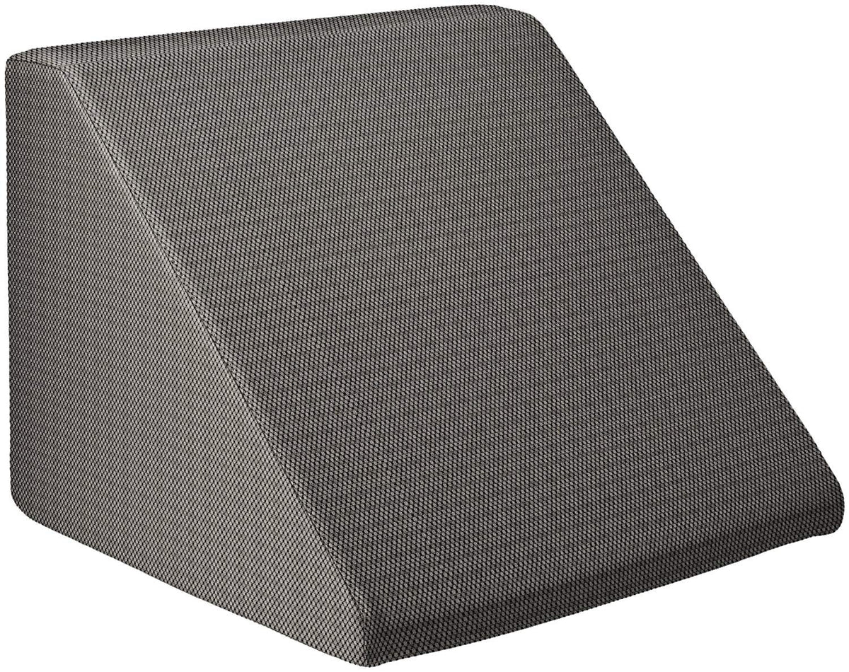 Studio view of a Lean wedge bolster in gray woven vinyl