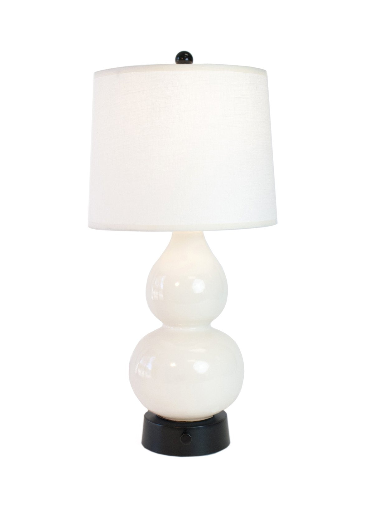 Black and ivory combination on Mini Norma Jean Cordless Table Lamp