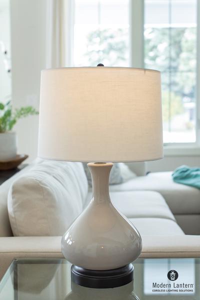 Bartlett Ivory Brass Cordless Lamp - Made in the USA
