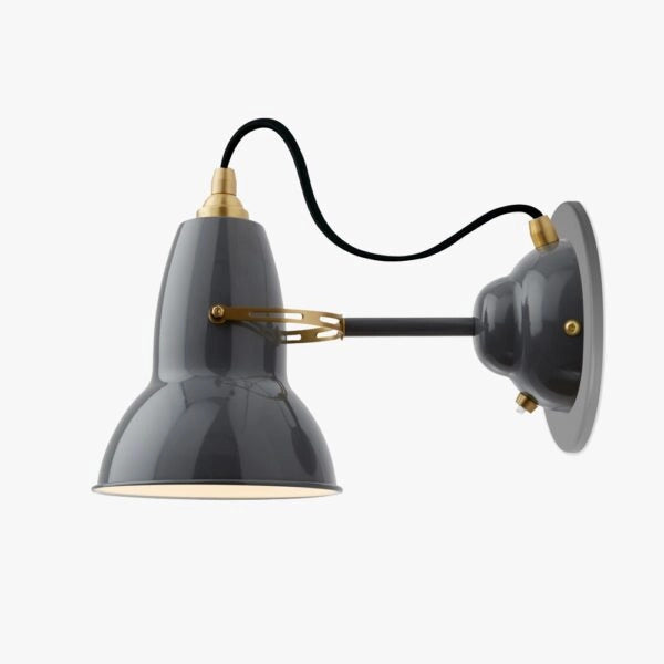Original 1227 Brass Wall Light Elephant Grey by Anglepoise