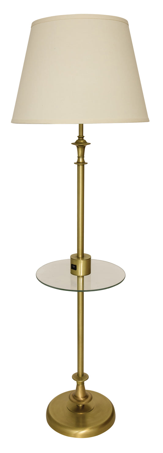 House of Troy Randolph Floor Lamp Table USB Port Antique Brass RA302-AB