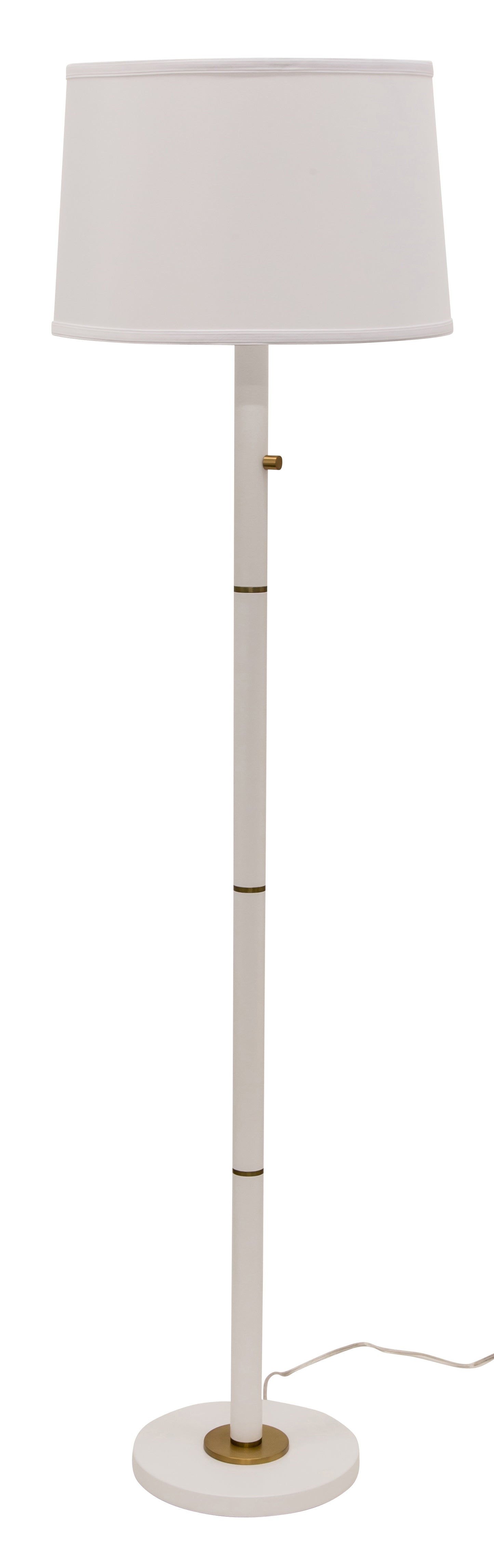 House of Troy Rupert 3-Way Floor Lamp White Weathered Brass Accents RU703-WT