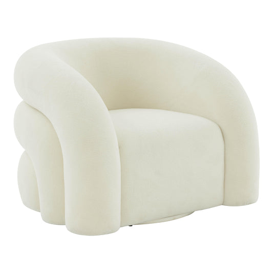 Slipper Cream Vegan Shearling Swivel Chair by TOV