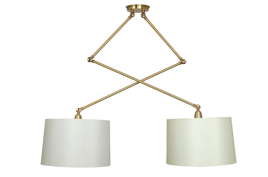 House of Troy Uptown Double Adjustable Pendant Light Satin Brass Polished Brass Accents UP502-SB-PB
