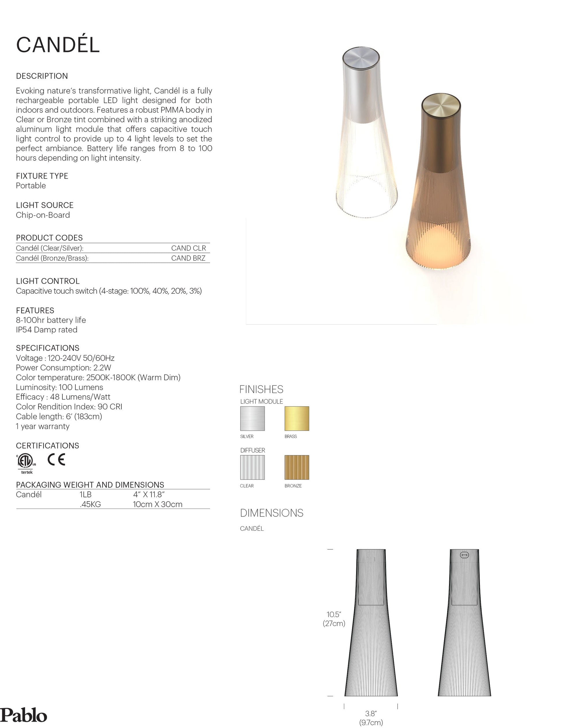 Pablo Designs Candel Portable Lamp