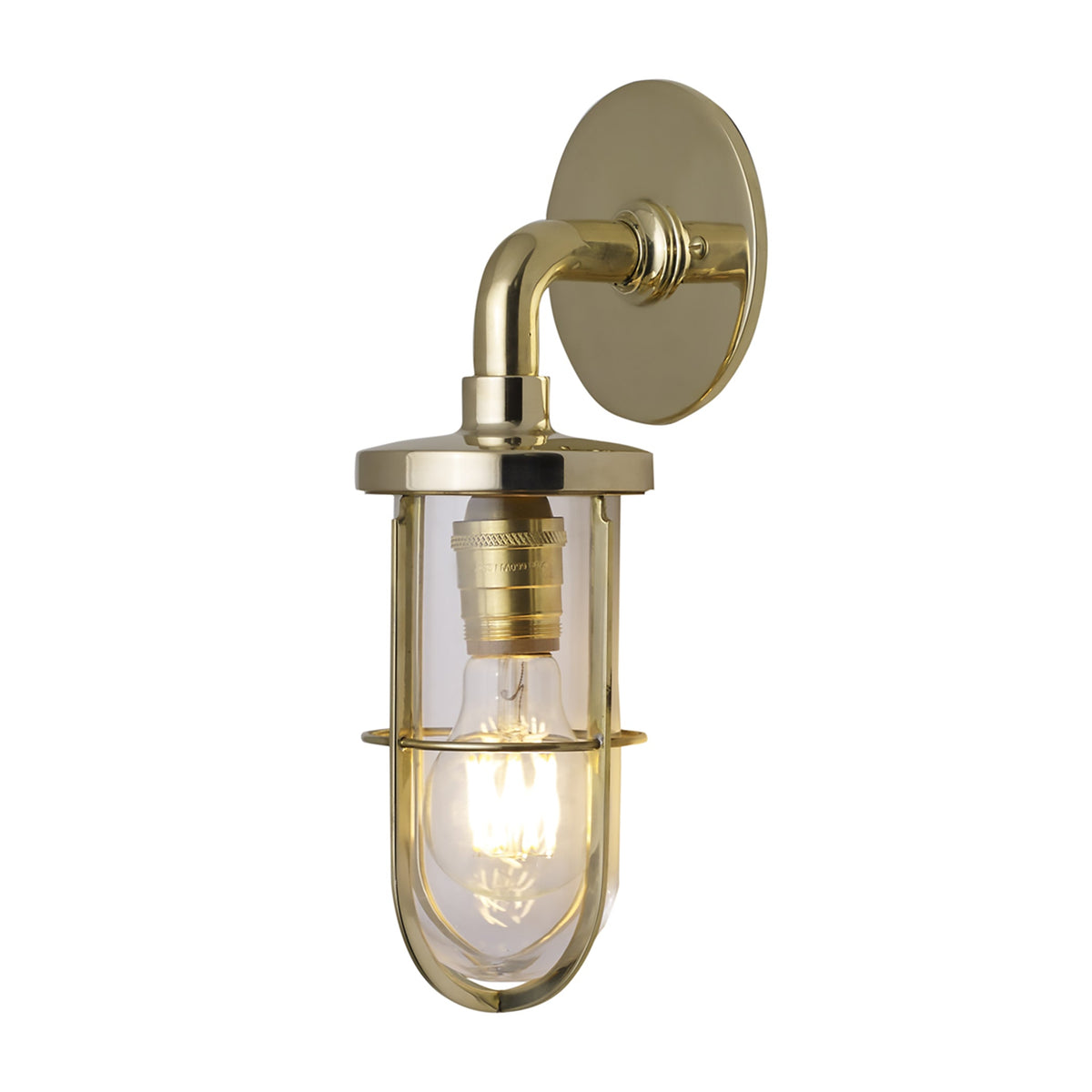 Weatherproof Ship’s Well Glass Wall Light by Original BTC, Polished Brass Clear (photo 2)