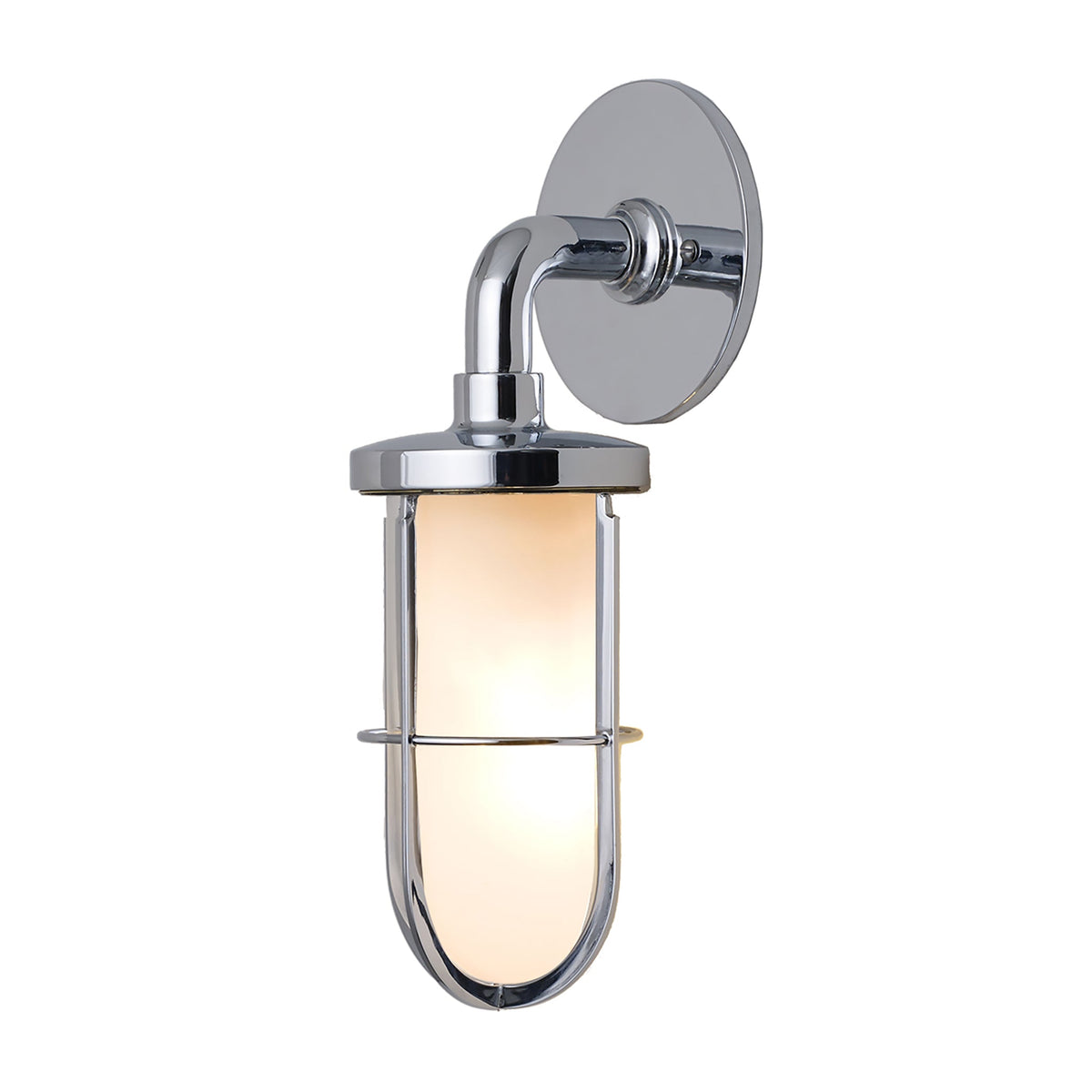 Weatherproof Ship’s Well Glass Wall Light by Original BTC, Chrome Frosted (photo 1)