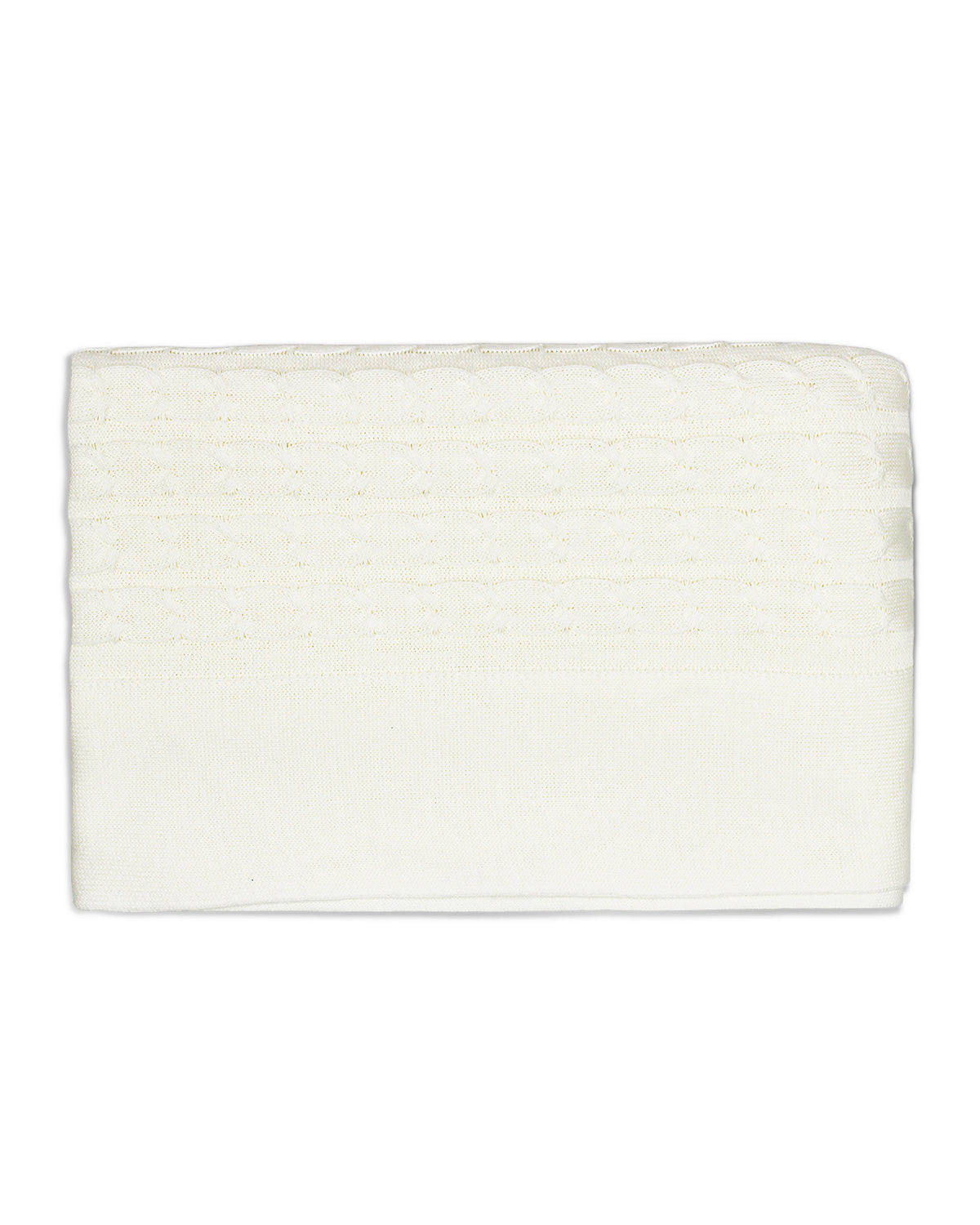 Rian Tricot Knit Baby Quilt in Off White, folded flat