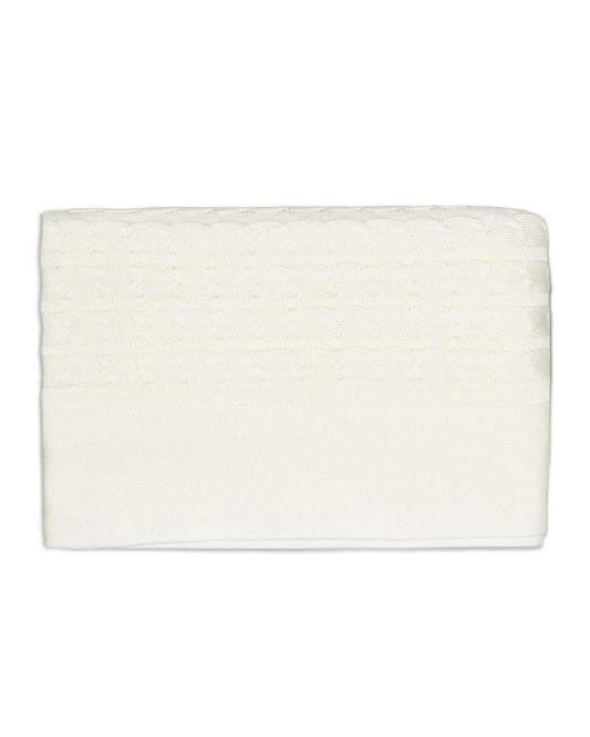 Rian Tricot Knit Baby Quilt in Off White, folded flat