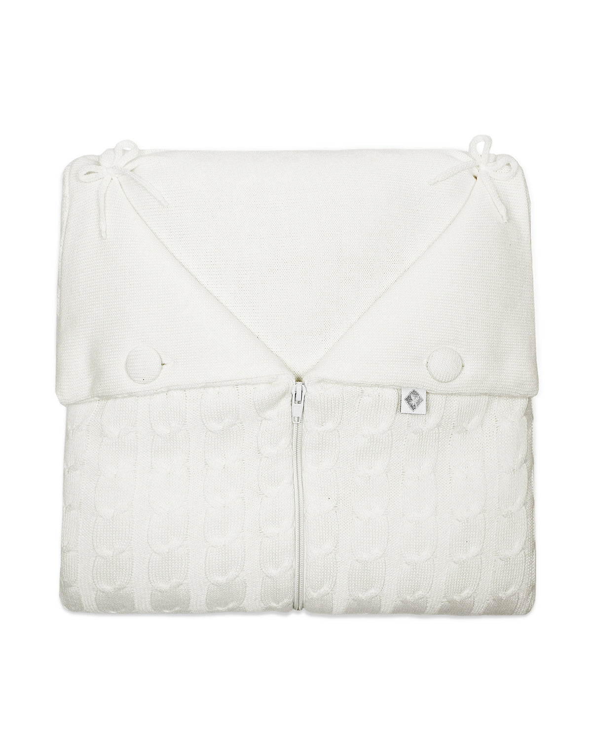 Off White Rian Tricot Knit Cocoon Blanket, front view