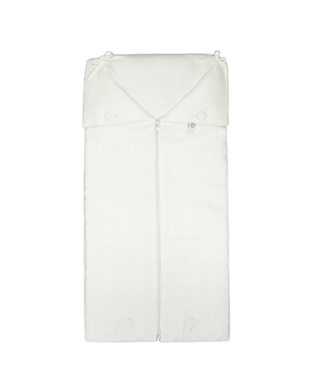 Rian Tricot Knit Cocoon Blanket in Off White, folded