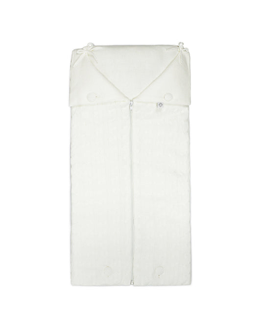 Rian Tricot Knit Cocoon Blanket in Off White, folded