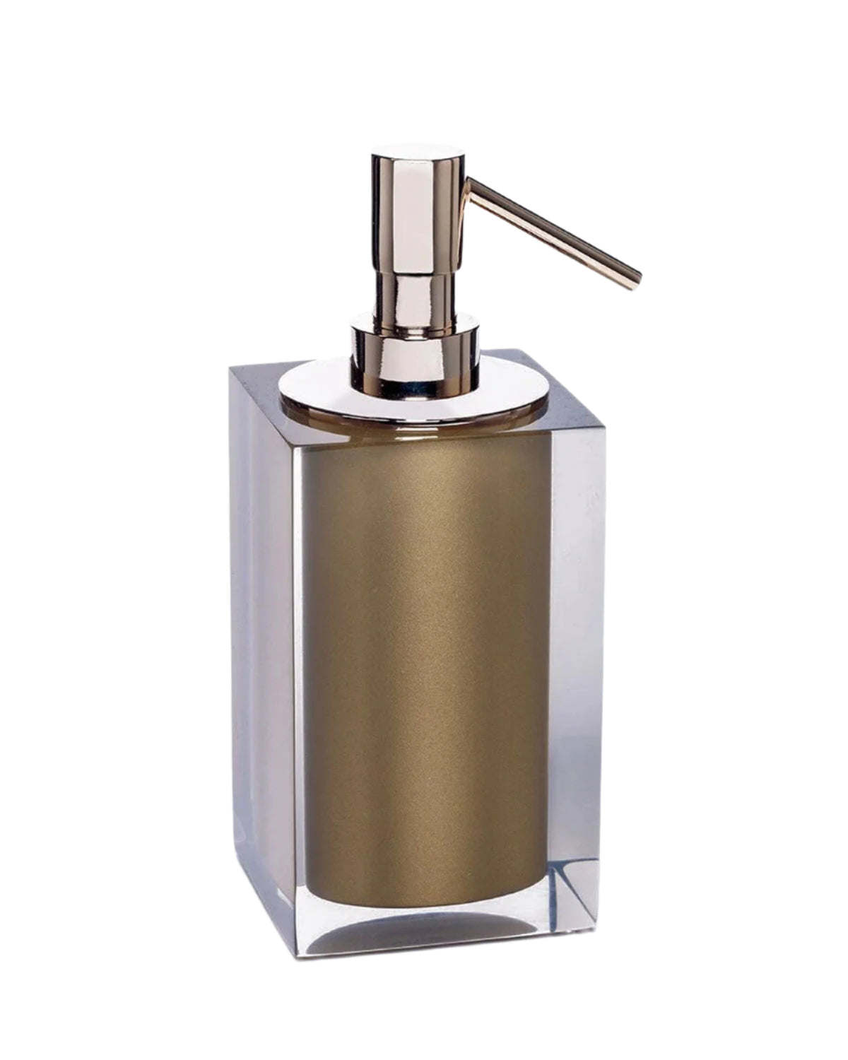 Vallvé Gloss Gold soap dispenser in clear resin and gold – photo 2