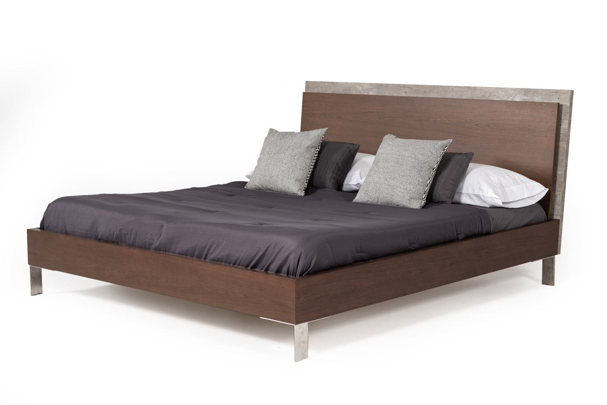 Nova Domus Conner Modern Dark Walnut and Faux Concrete Bedroom Set