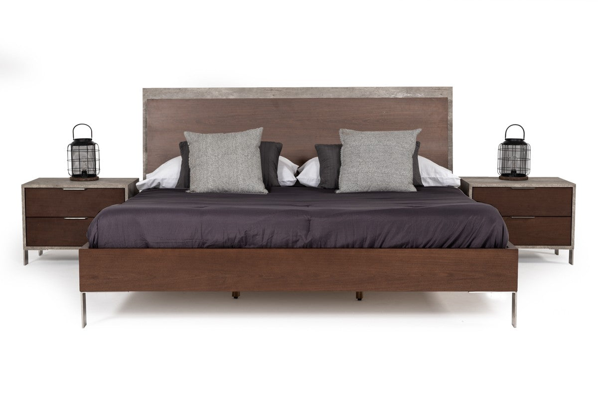 Nova Domus Conner Modern Dark Walnut and Faux Concrete Bedroom Set