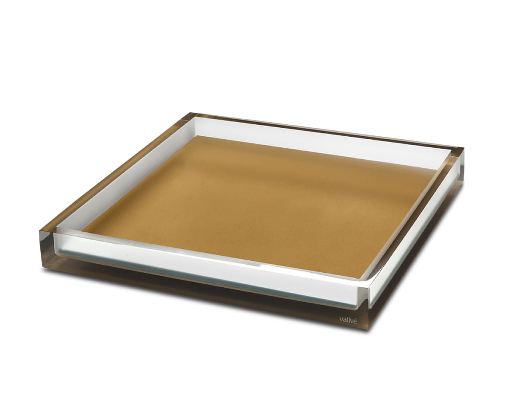 Vallvé Square large tray in clear resin and gold – photo 4