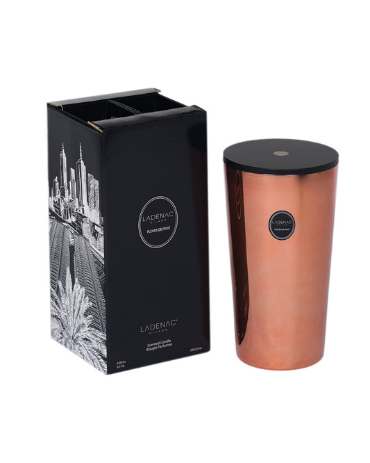 Urban Senses 8.5 kg seven-wick candle by Ladenac Milano, Fleurs de Fruit candle in gold pink glass with its gift box