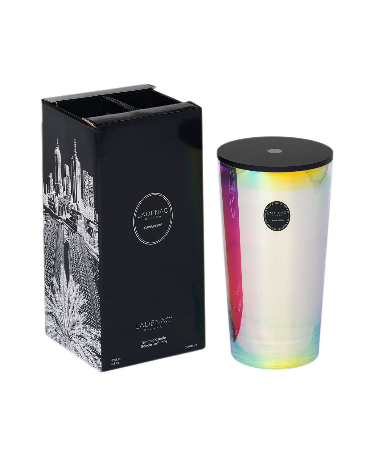 Urban Senses 8.5 kg seven-wick candle by Ladenac Milano, Caviar Lime candle with its gift box