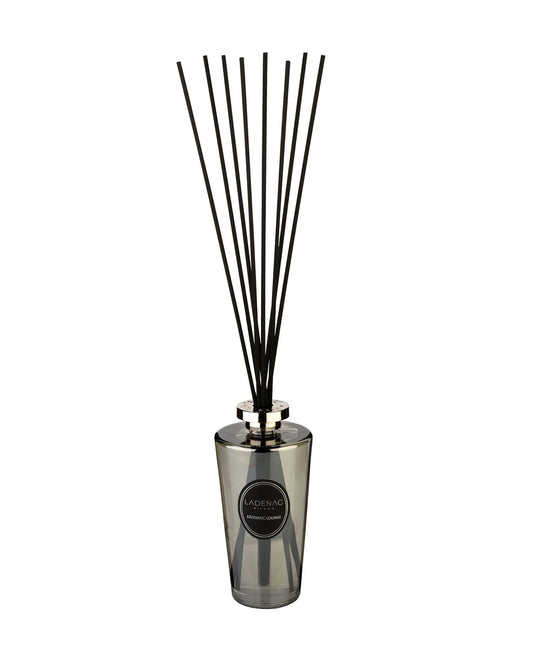 Urban Senses deluxe reed diffuser 500 ml by Ladenac Milano, silver-grey bottle with black rattan reeds