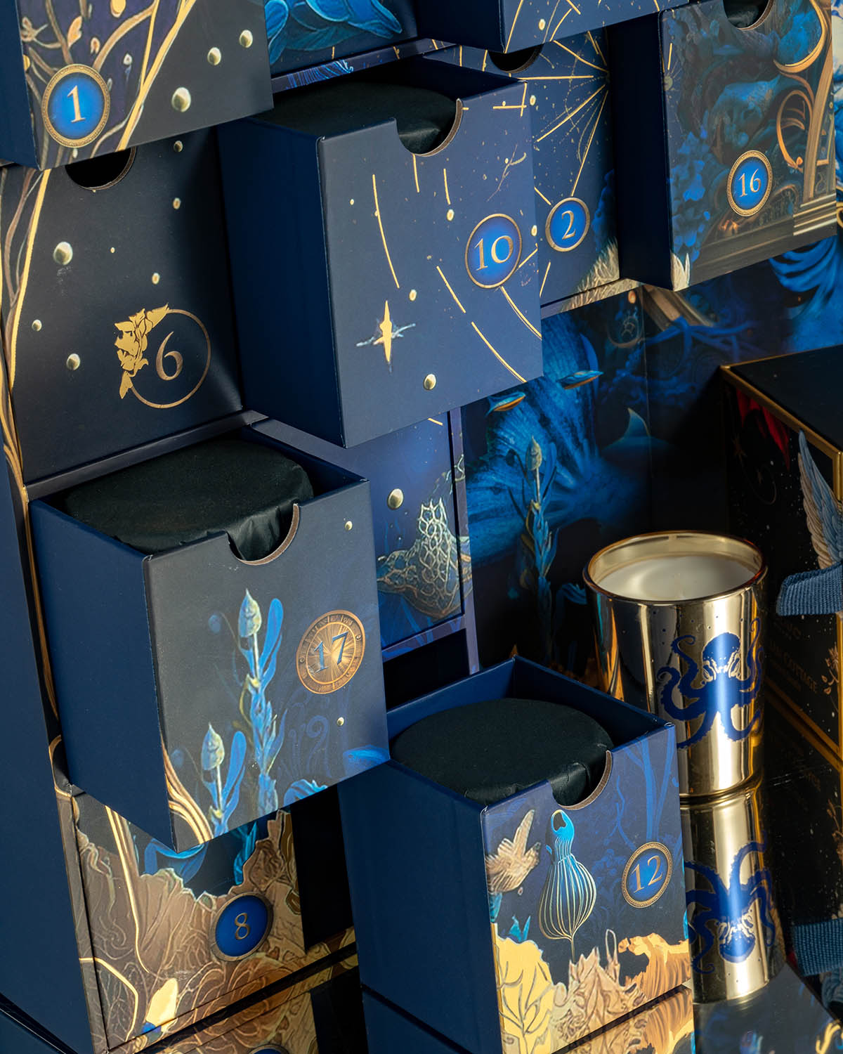 Ladenac Milano Colapesce advent calendar, votives arranged together