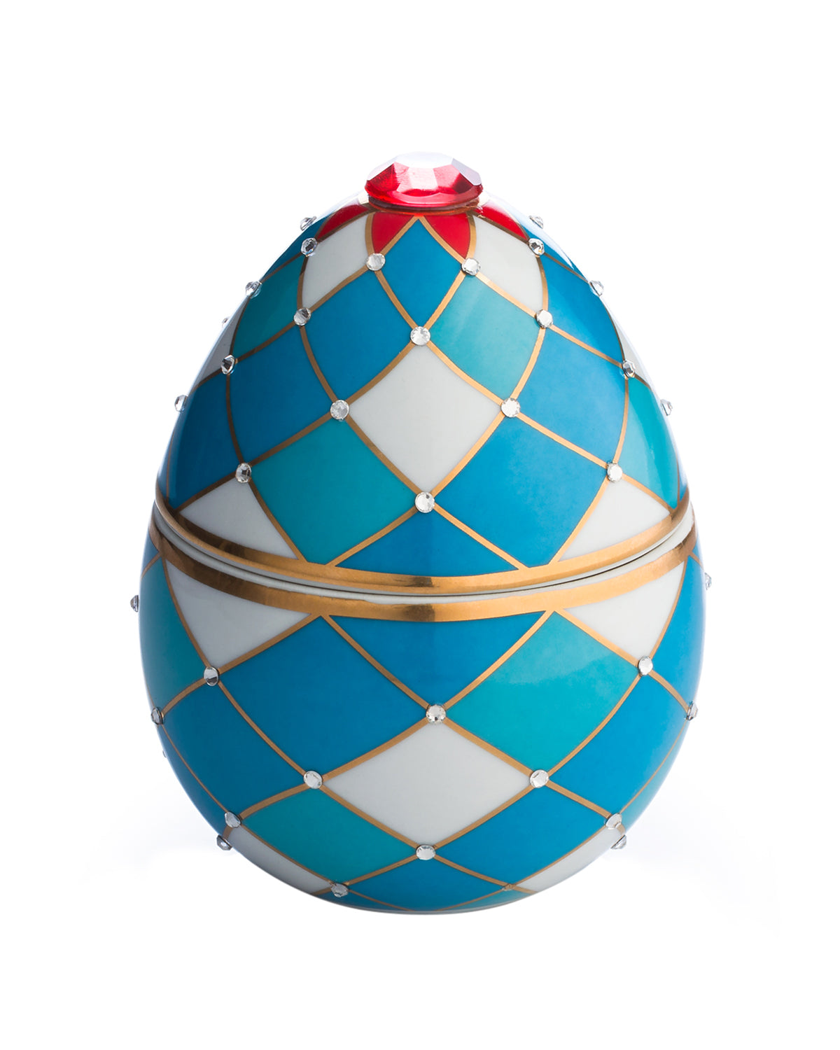Bois de Russie 220 g ceramic egg candle by Ladenac Milano, Harlequin Blue egg candle