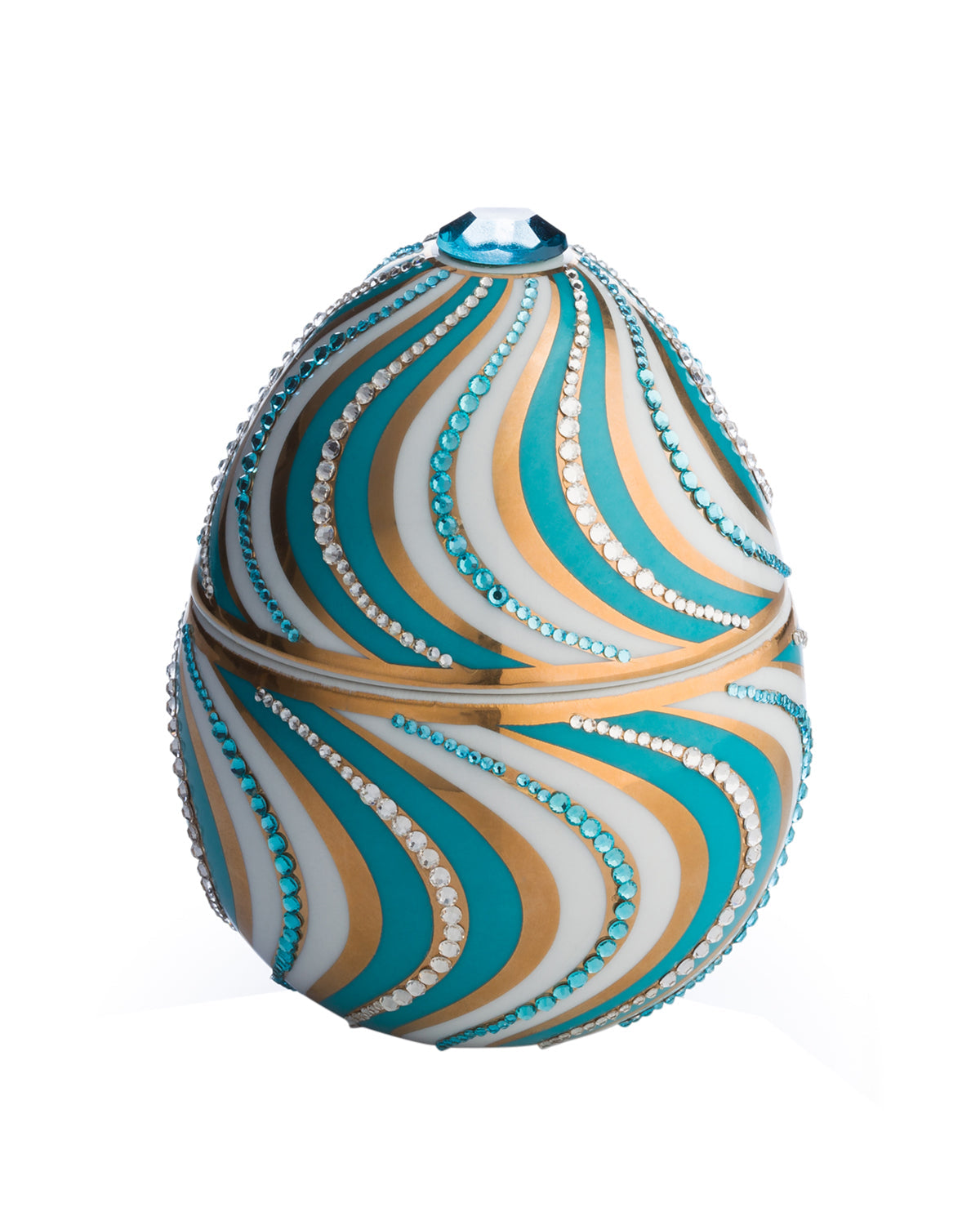 Bois de Russie 220 g ceramic egg candle by Ladenac Milano, Espiral Blue egg candle
