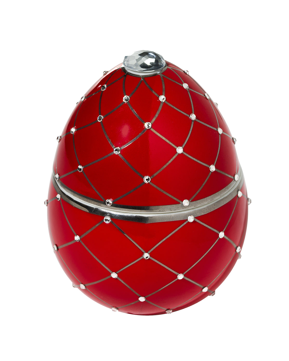 Bois de Russie 450 g ceramic egg candle by Ladenac Milano, Red Silver Stripes egg candle