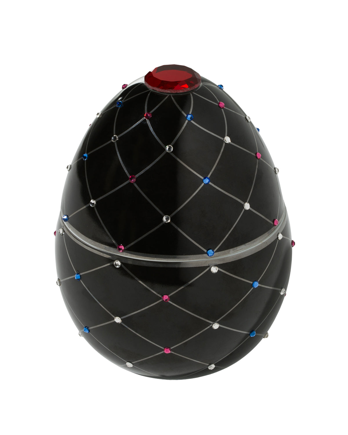 Bois de Russie 450 g ceramic egg candle by Ladenac Milano, Black Silver Stripes egg candle