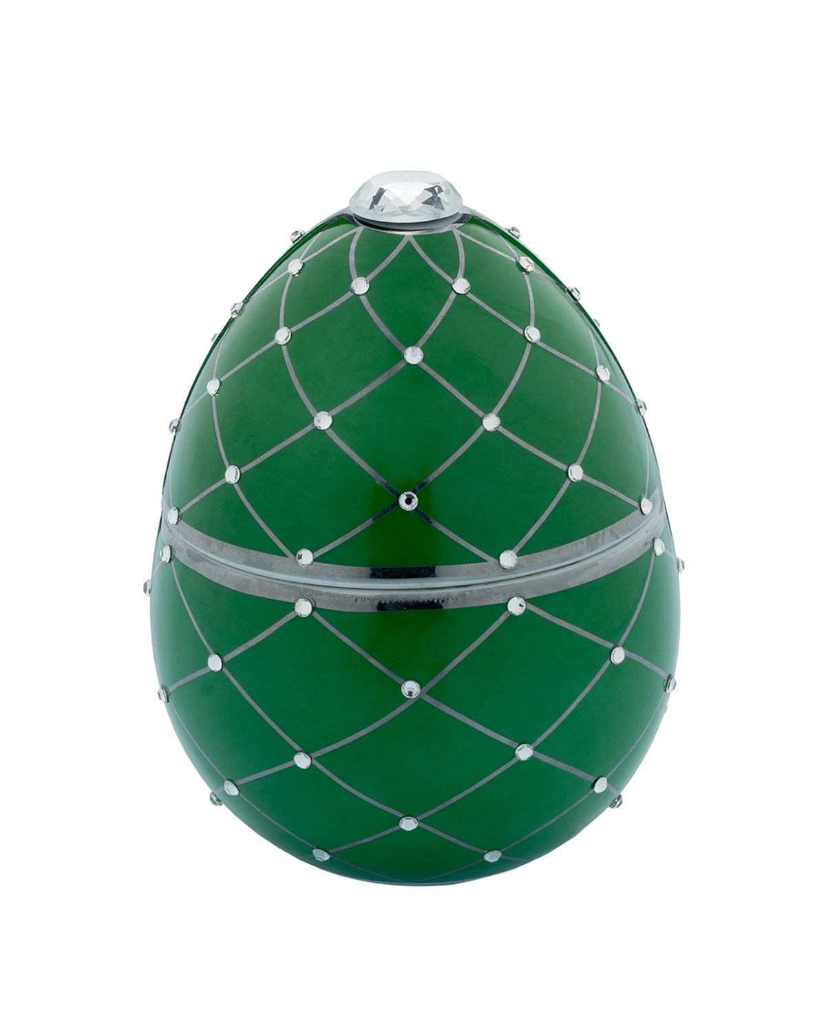 Bois de Russie 220 g ceramic egg candle by Ladenac Milano, Green Silver Stripes egg candle